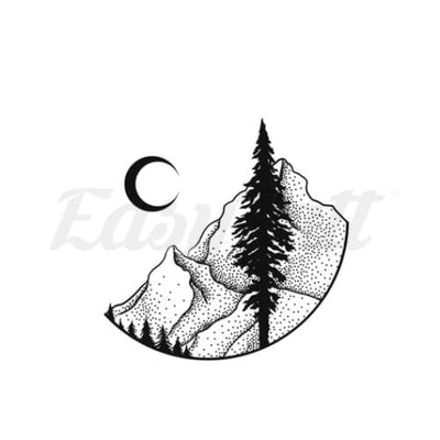 Forest Tree and Mountain - Temporary Tattoo