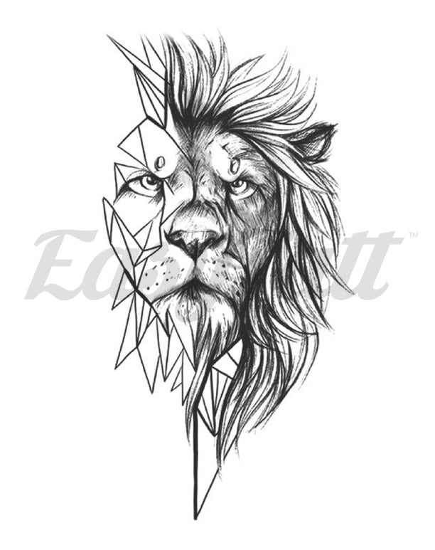 Geometric Lion - Temporary Tattoo