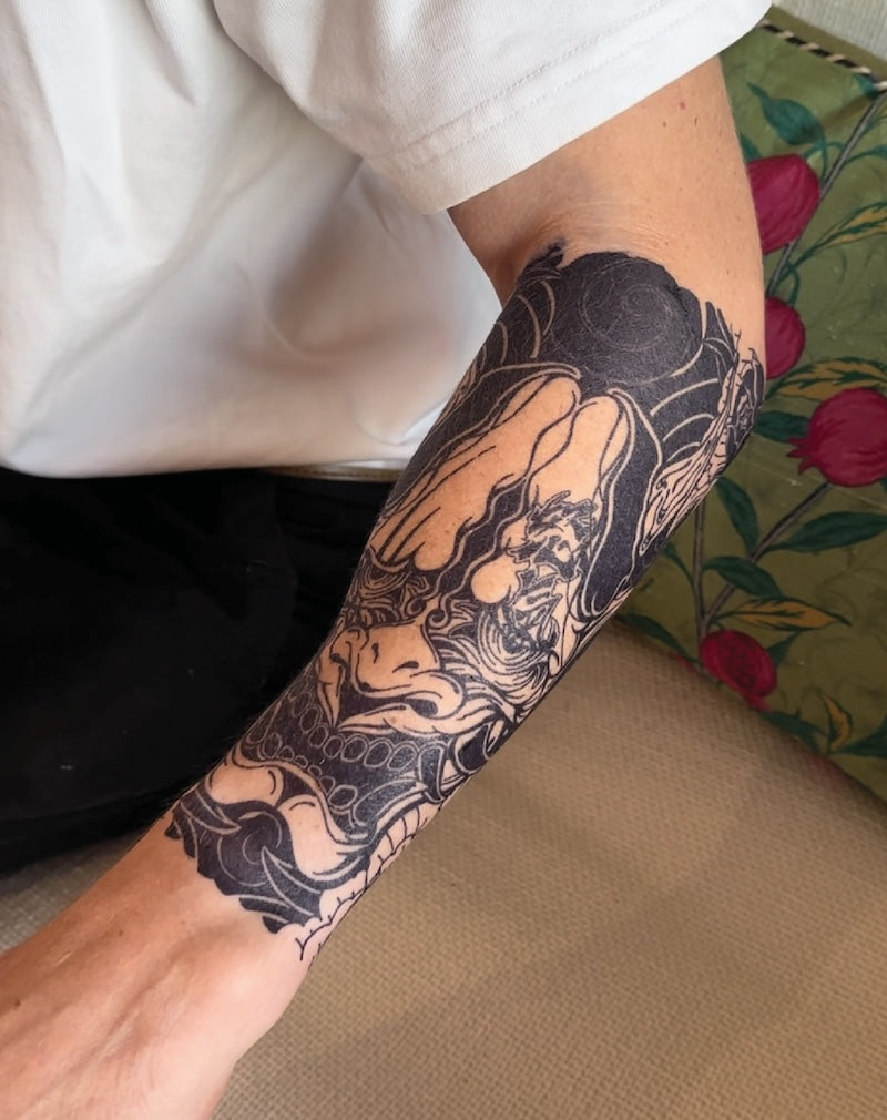 (Half Sleeve) Japanese Oni Mask - Semi-Permanent Tattoo