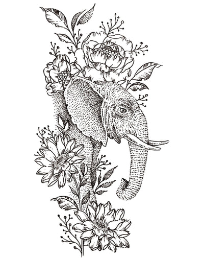 Floral Elephant - Temporary Tattoo