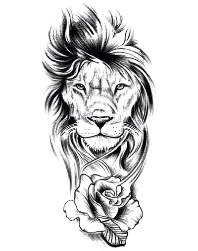 Rose Lion - Temporary Tattoo