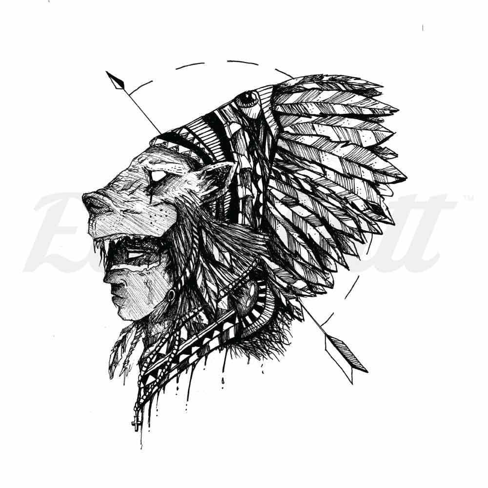 Headdress - By Sketchy Goose - Temporary Tattoo