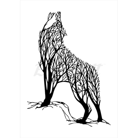 Howling Wolf - Temporary Tattoo