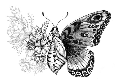 Floral Moth - Temporary Tattoo