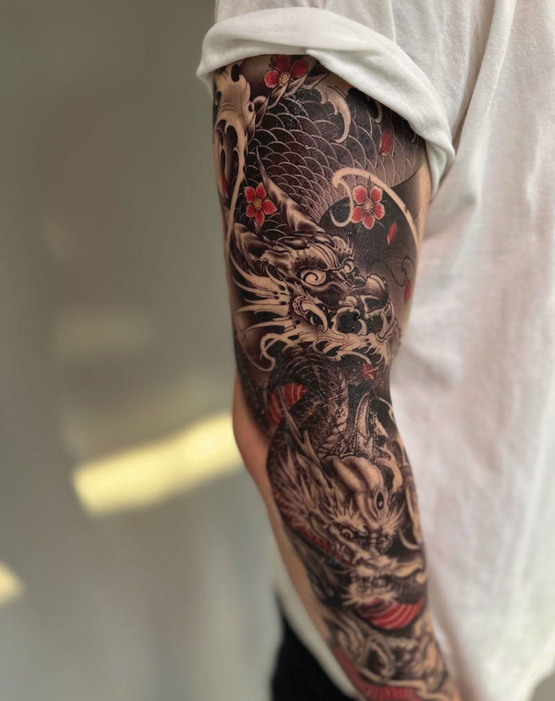 (Full Sleeve) Japanese Dragon - Temporary Tattoo