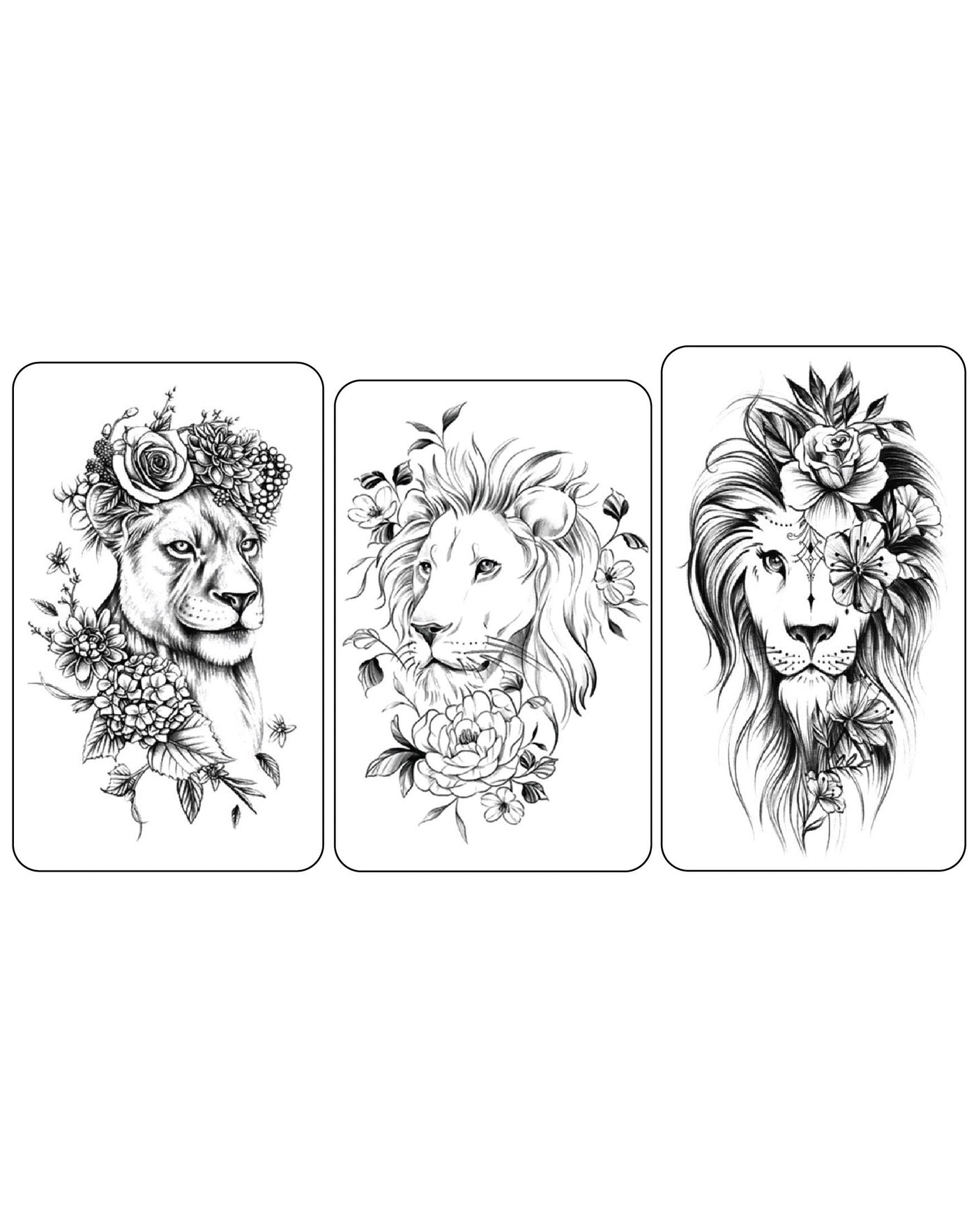 (Half Sleeves Pack) Lioness Trio - Temporary Tattoos
