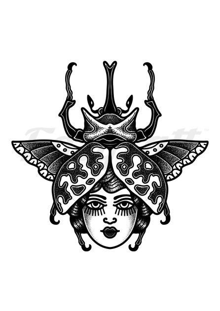 Beetle Woman - Temporary Tattoo