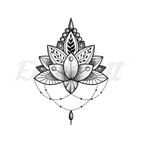 Lotus Flower and Beads - Temporary Tattoo