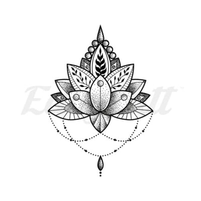 Lotus Flower and Beads - Temporary Tattoo