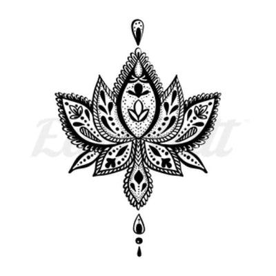 Lotus Flower and Beads - Temporary Tattoo
