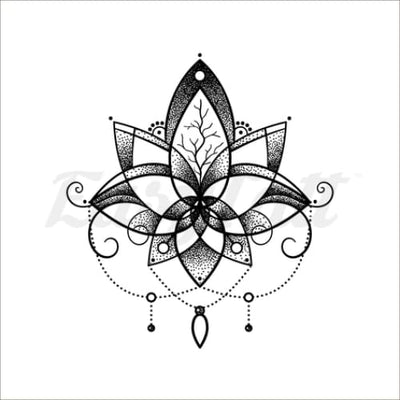 Lotus Flower and Beads - Temporary Tattoo