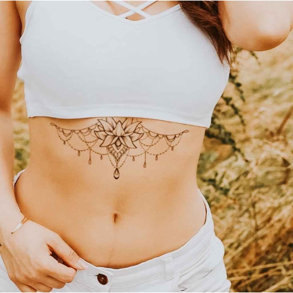 Lotus Sternum - Temporary Tattoo