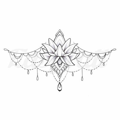 Lotus Sternum - Temporary Tattoo