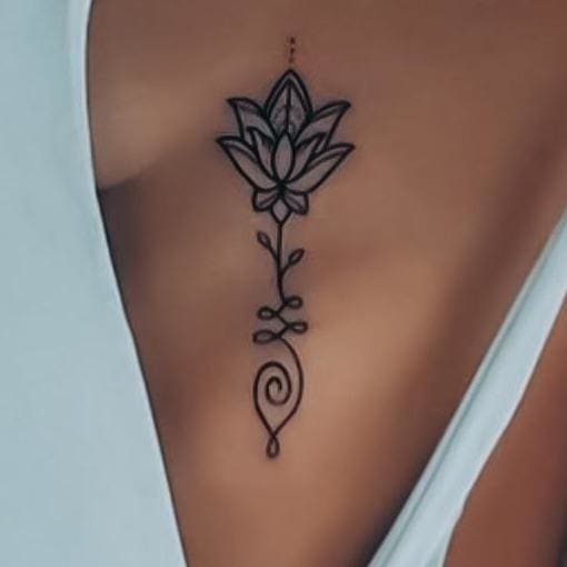 Lotus Unalome - Temporary Tattoo