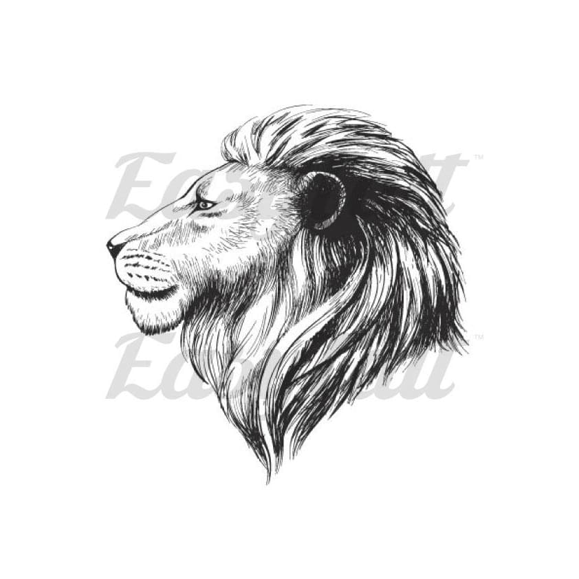 Majestic Lion Side - Temporary Tattoo