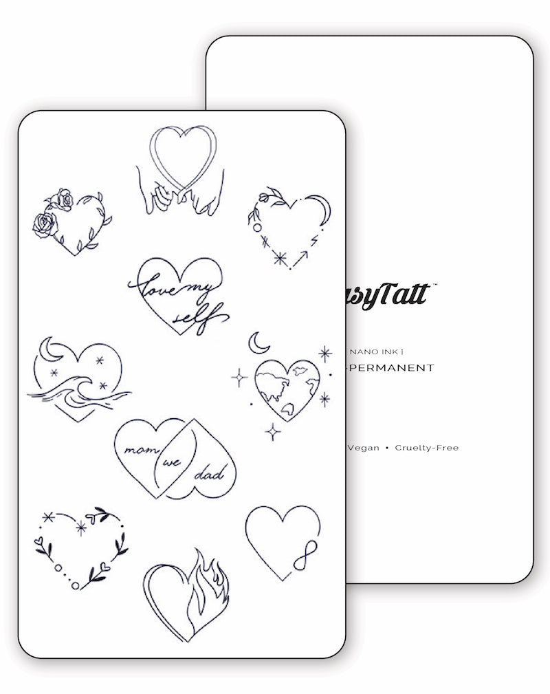 (10 Tattoos) Minimal Love Hearts - Semi-Permanent Tattoos