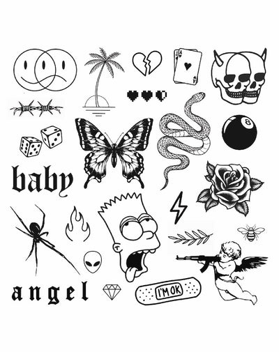 (24 Tattoos) Mixed Feelings Pack - Temporary Tattoos