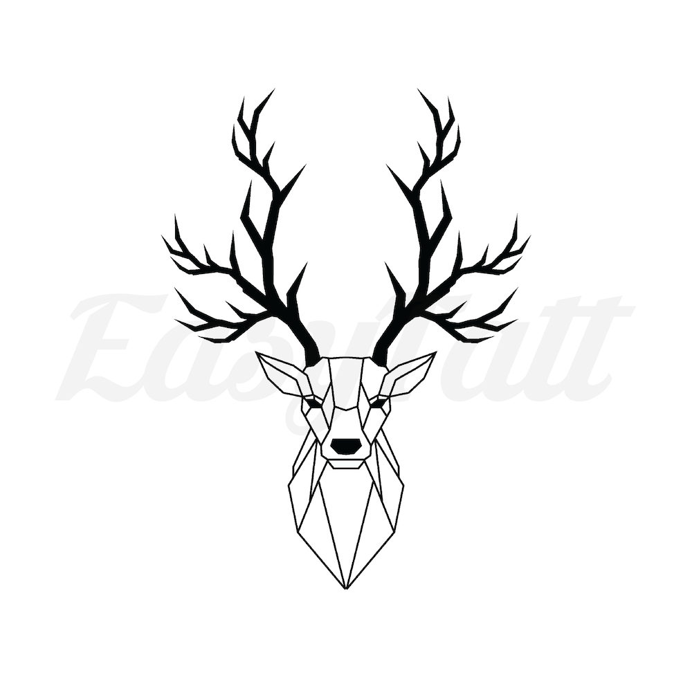 Noir Geometric Deer - Temporary Tattoo