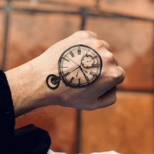 pocket watch temporary tattoo