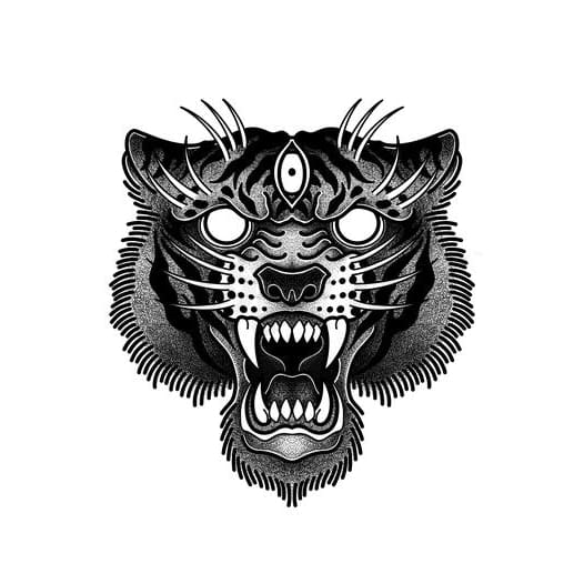 Possessed Tiger - Temporary Tattoo