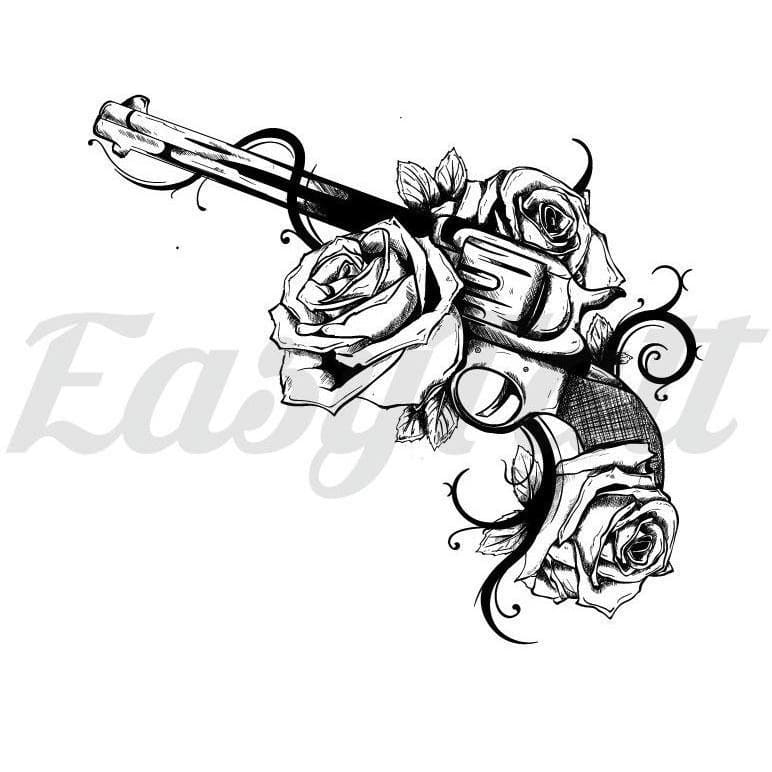 Rose Revolver - Temporary Tattoo