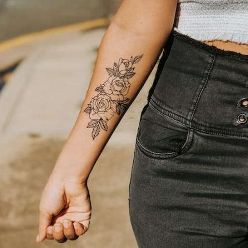 Roses Outline - Temporary Tattoo