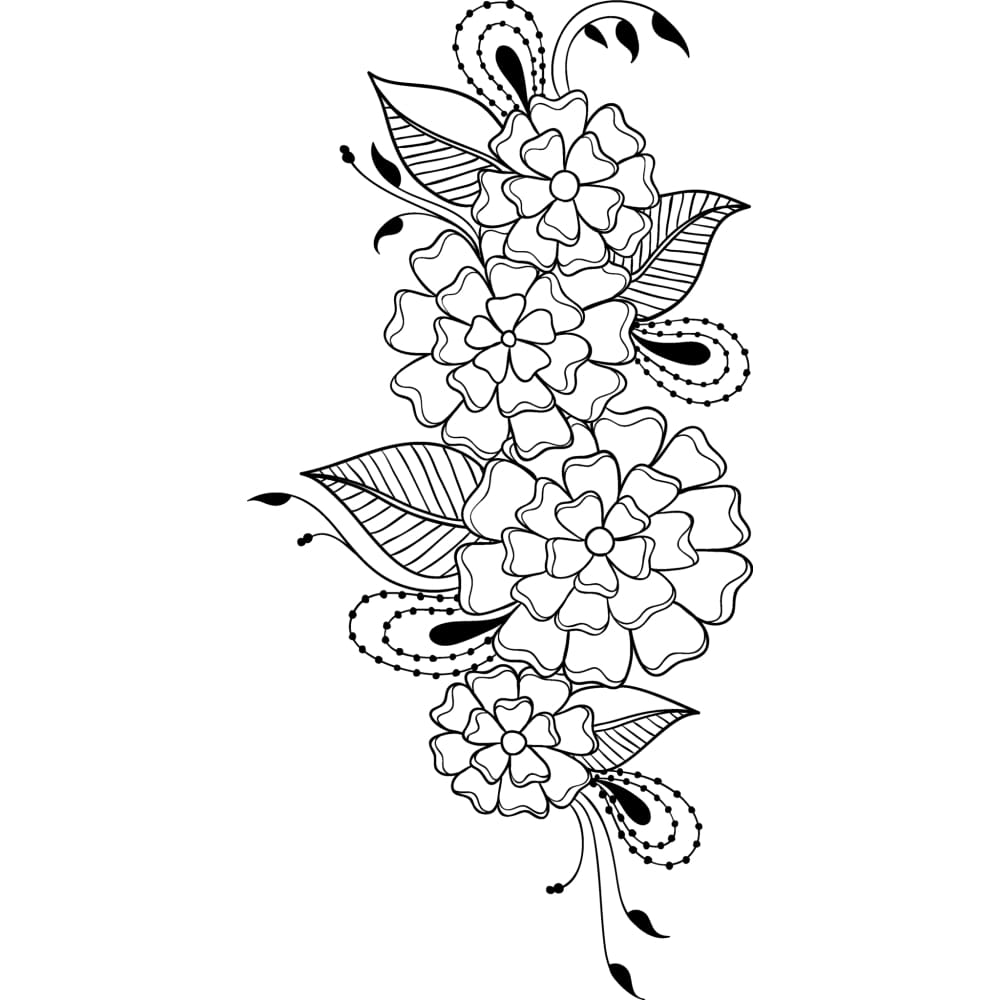 Simple Floral Outline - Temporary Tattoo