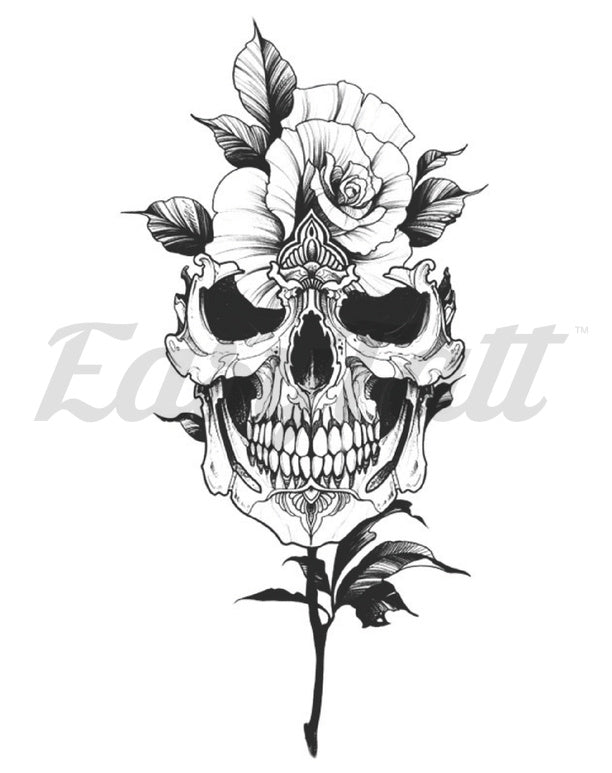 Skull Flower - Temporary Tattoo