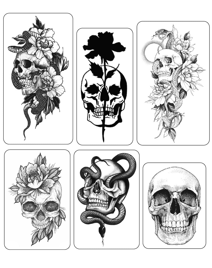 (Half Sleeves Pack) Skulls - Temporary Tattoos