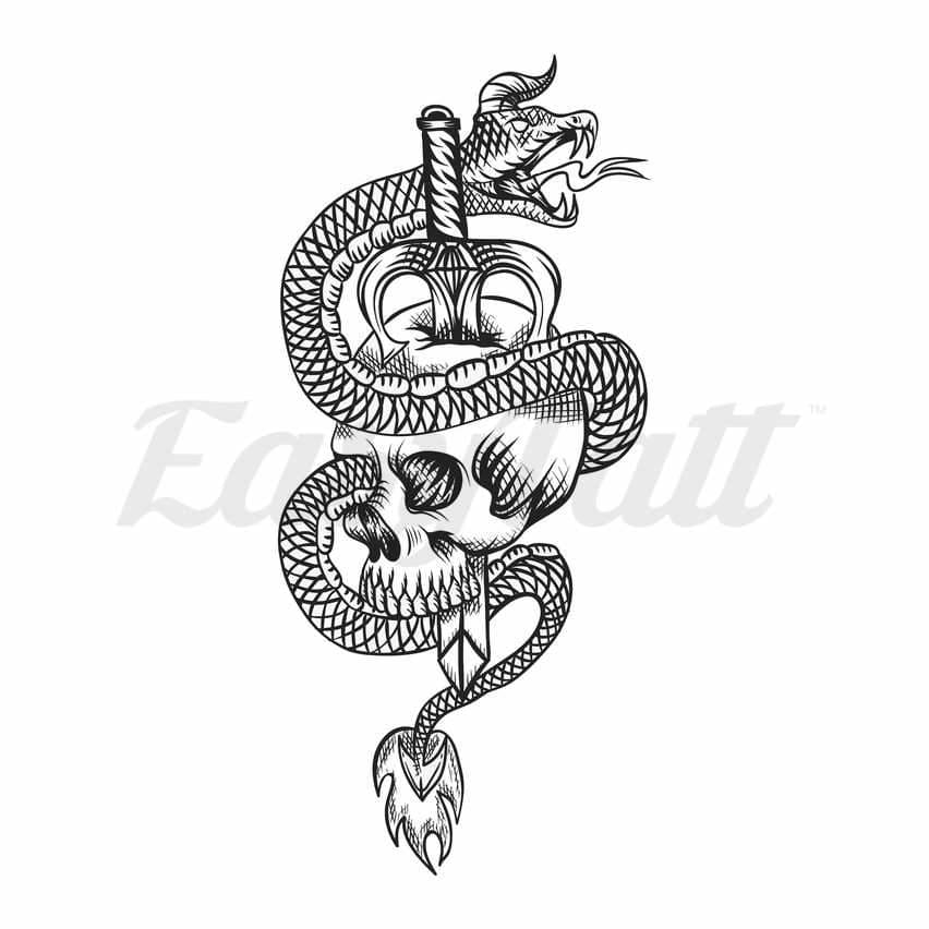 Snake Skull Sword - Temporary Tattoo