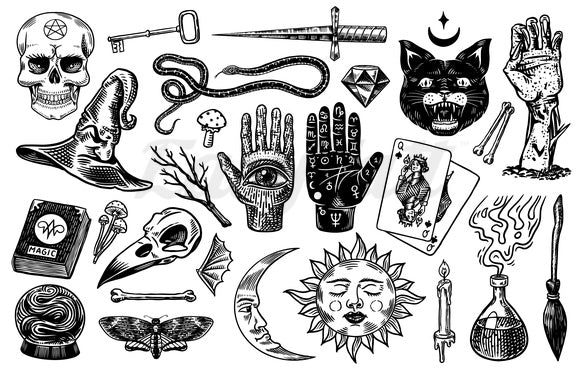 Witchcraft and Wizardry - Temporary Tattoos