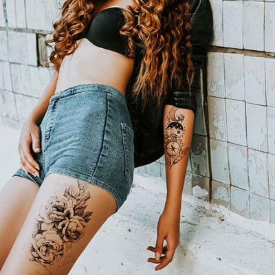 Thigh Roses - Temporary Tattoo