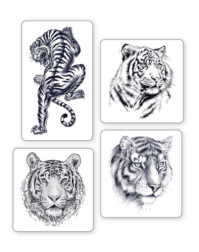 (4 Tattoos) Tiger Style - Semi-Permanent Tattoos