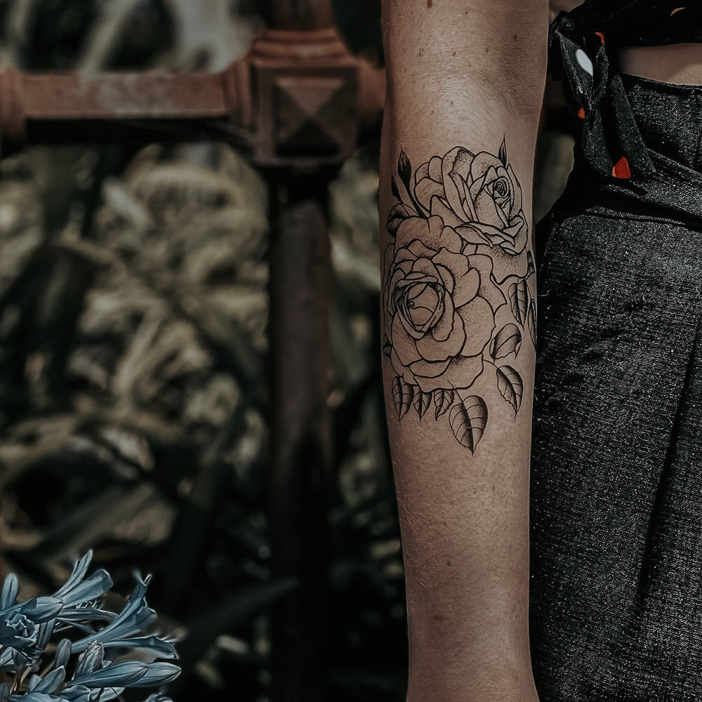 Twin Roses - Temporary Tattoo
