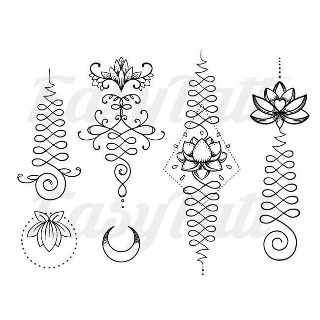 Unalome Set of 4 - Temporary Tattoo