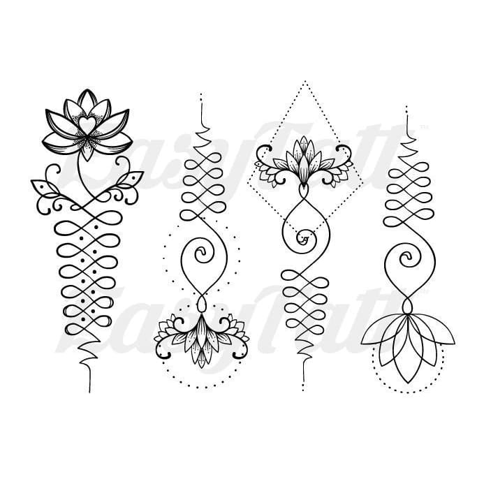 Unalome Set of 4 - Temporary Tattoo