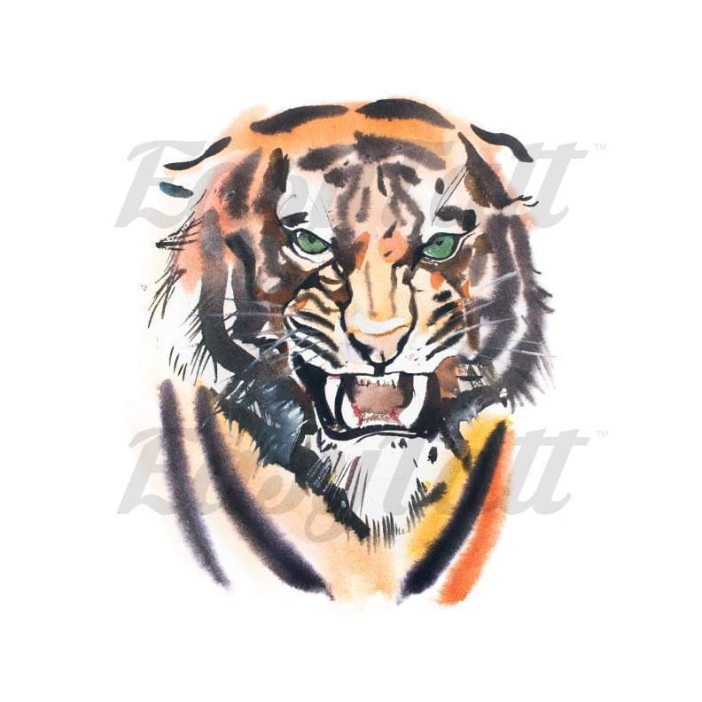 Watercolour Tiger - Temporary Tattoo